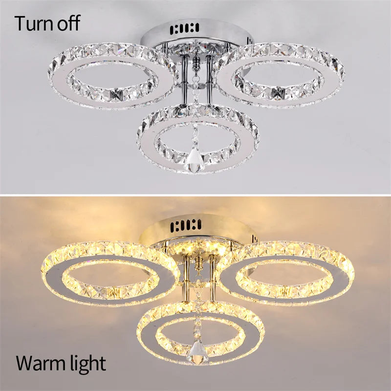 Modern Pendant Light Led Crystal Ring Ceiling Lamp Living Dining Room Chandelier Lustre Bedroom Luxury Home Decor Fixture Lumina