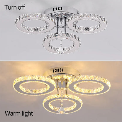 Modern Pendant Light Led Crystal Ring Ceiling Lamp Living Dining Room Chandelier Lustre Bedroom Luxury Home Decor Fixture Lumina
