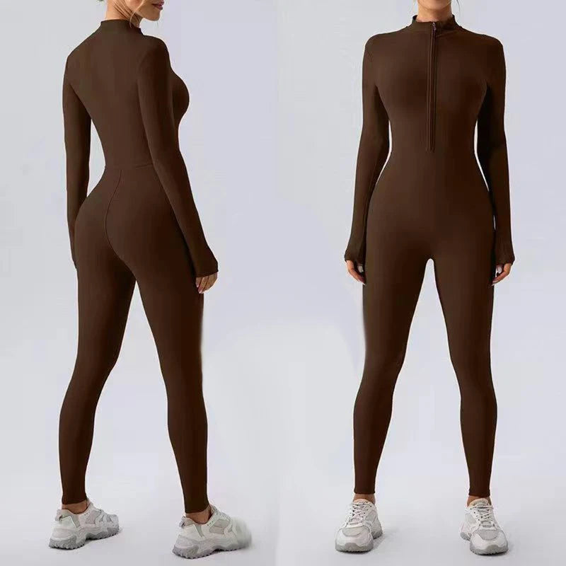 Warm Thin Fleece Jumpsuits Women's Tracksuit Winter One-Piece Sports Suit Black Fitness Jumpsuit Long Sleeves Workout Bodysuit
