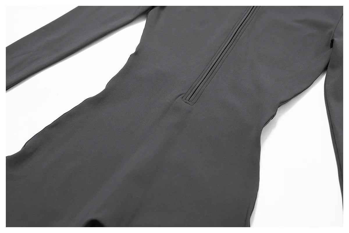 Winter Half Zip Yoga Bodysuit Women Long Sleeved Fitness Jumpsuit Sportswear Gym Clothes One-piece Running Workout Wear Rompers