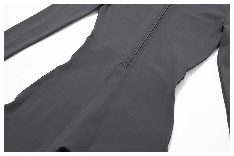 Winter Half Zip Yoga Bodysuit Women Long Sleeved Fitness Jumpsuit Sportswear Gym Clothes One-piece Running Workout Wear Rompers