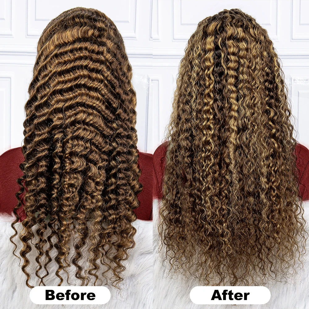 13x6/13X4 HD Lace Frontal Wig Honey Blonde Highlight Deep Wave Wigs Human Hair Wigs 13x4 Lace Frontal Human Hair Wigs For Women
