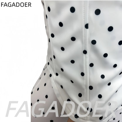 FAGADOER Cute Polka Dot Bodycon Rompers Hot Girl Streetwear Lace Up Bandage Corset Halter Jumpsuits Summer Night Club Playsuits