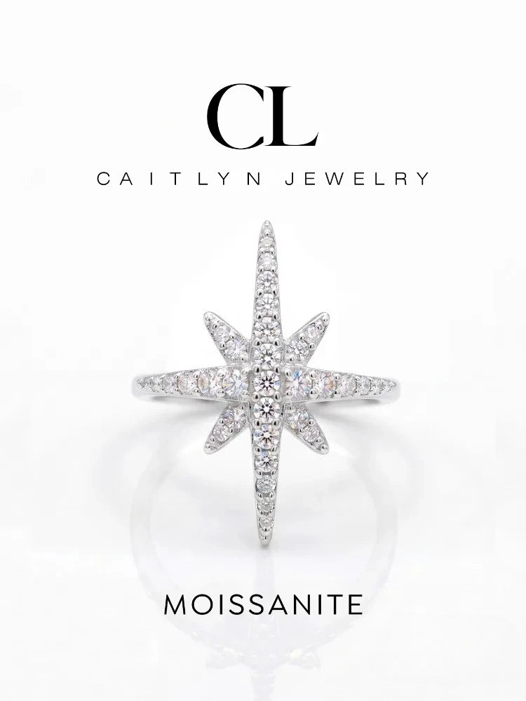 Brilliant Fashionable Real Moissanite Diamond with Certificate Rings for Women Daily Party Wear 925 Sterling Silver Fine Jewelry