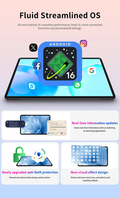 Teclast P50T Android 16 Tablets PC 90Hz 11 inch TDDI UNISOC T7250 Octa Core 3GB RAM+13GB Expansion 128GB ROM 8000mAh GPS Tablet