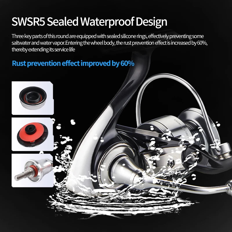 DEUKIO New Arrival Saltwater Fishing Reel Spinning Reels 2000-7000 3+1BB 5.2:1 Max Drag 15KG Water-Proof Reels