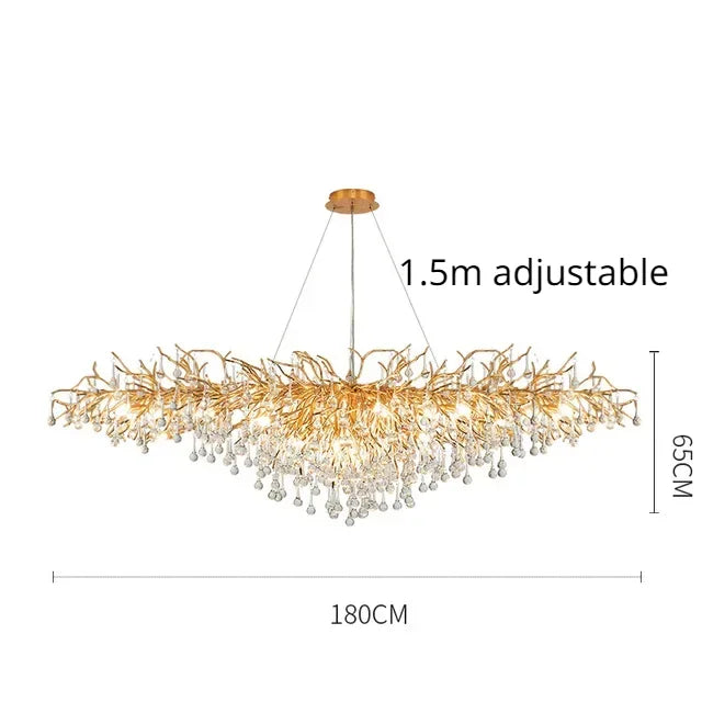Rectangle Luxury Gold Crystal Chandelier For Dining Living Room Lobby Kitchen Table Modern Lurxy Gold Crystal Celling Chandelier
