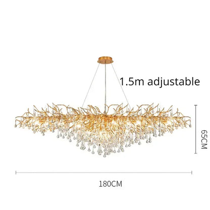 Rectangle Luxury Gold Crystal Chandelier For Dining Living Room Lobby Kitchen Table Modern Lurxy Gold Crystal Celling Chandelier