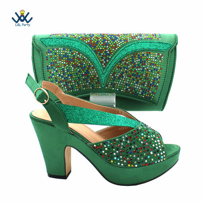 Fashionable Italian Mature Style African Sets Black Color Nigerian Shoes Matching Bags for Royal Wedding Party
