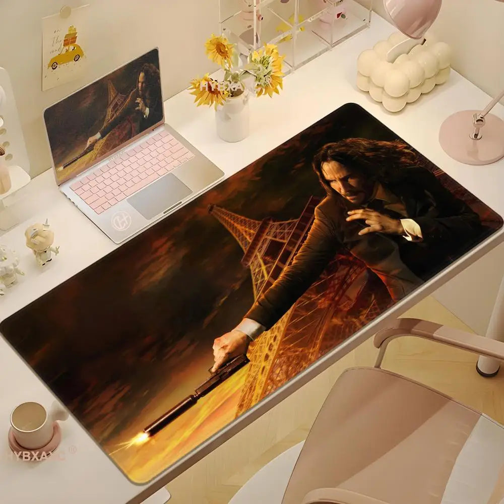 John Wick Mousepad Non-slip Lockedge Office Student Gaming Thickened Large Writing Pad Cushion 100x50