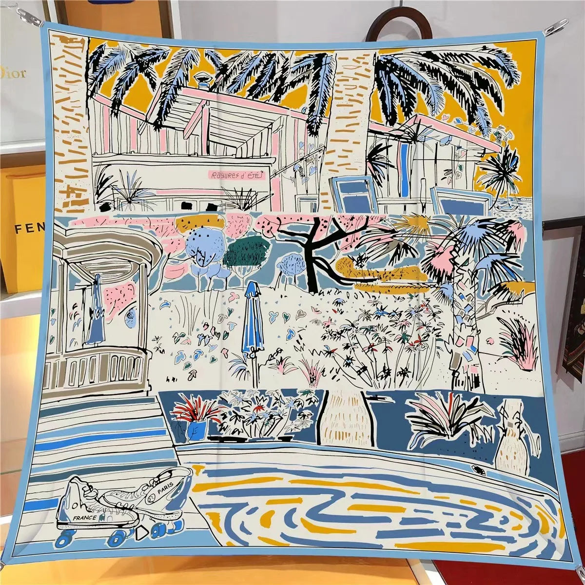 【2025 New】90x90 Twill Silk Square Scarf for Women - French Retro Niche Bustier Shawl Scarf - Stylish Fashion Wrap Accessory