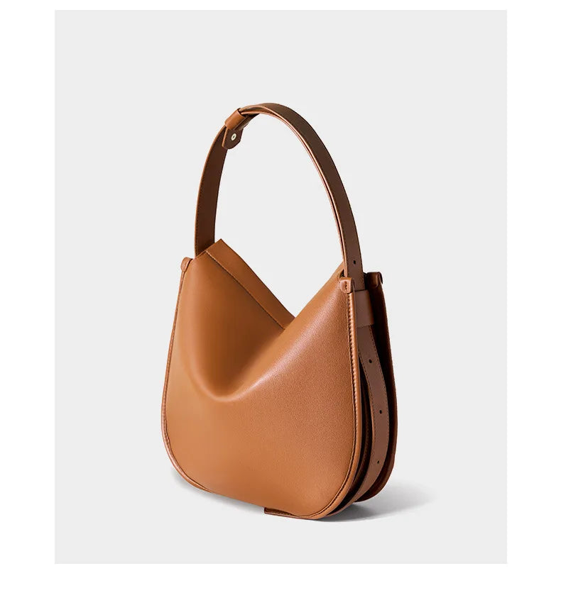 Women's Genuine Grade Cow Leather Bag Luxury Designer Ladies Shoulder Crossbody Purse Bag Female Cowhide Large Capacity Tote Bag