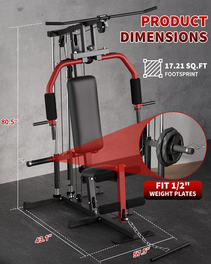 5-In-1 Multifunctional Home Gym Equipment: Full Body Workout Machine with Lat Pulldown, Chest Press, Leg Extension & Seated Row