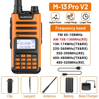BaoFeng M 13 Pro Walkie Talkie AM FM Radio Wireless Copy Frequency Type-C Charger Long Range UV K5 Ham Two Way Radio