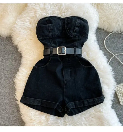 Summer Rompers Women Jeans Jumpsuit off shoulder 2022 Loose Casual Denim Rompers Womens Jumpsuits Wide Leg Casual Denim Overalls