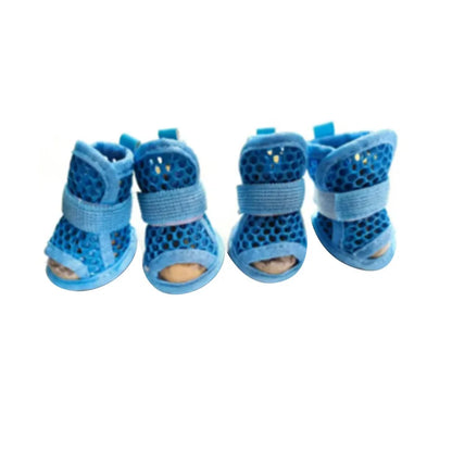 4PC Breathable Mesh Dog Shoes for Small Dogs Summer Pet Sandals Anti Slip Elastic Strap Outdoor Puppy Booties Cute Paw Protector