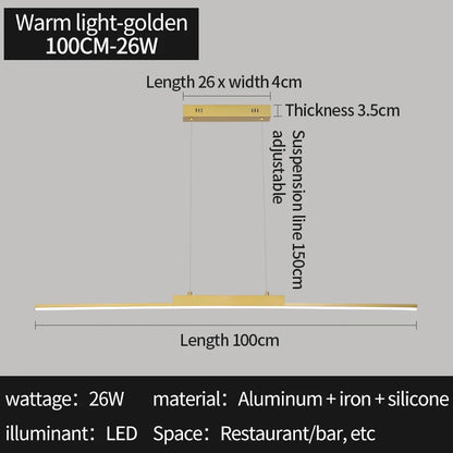 100CM Black/Gold Pendant Lights Dining Room Lights For Kitchen Long Chandelier Living Room Pendant Lamp Home Decoration Lighting