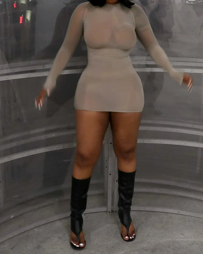 Sexy Oli Play Bodysuit Bodycon Jumpsuit Women Mesh Black See-through Outfit 2026 Spring New Ventilate Skinny Bodycon Club Skirt