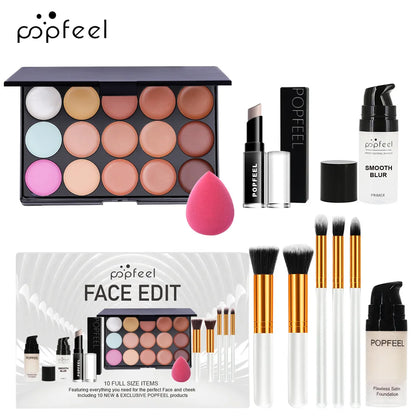 Essential Eye Makeup Set for Beginners Matte&Shimmer Eyeshadow Palette, Mascara, Eyebrow Pencil, Lip Eyeliner,Brush Tool Set Box