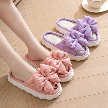 Platform Women's Slippers Home Bowknot Luxury Designer Shoes Girl Indoor Spring Summer Trend Footwear Flat Casual Elegant Slides