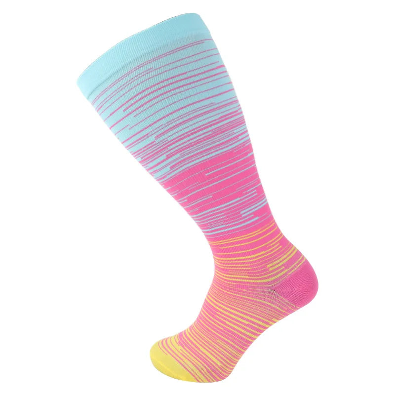 1Pair Plus Size 2XL-7XL New Compression Socks Unisex Wide Calf Knee High Compression Stockings Support for Circulation Nurses