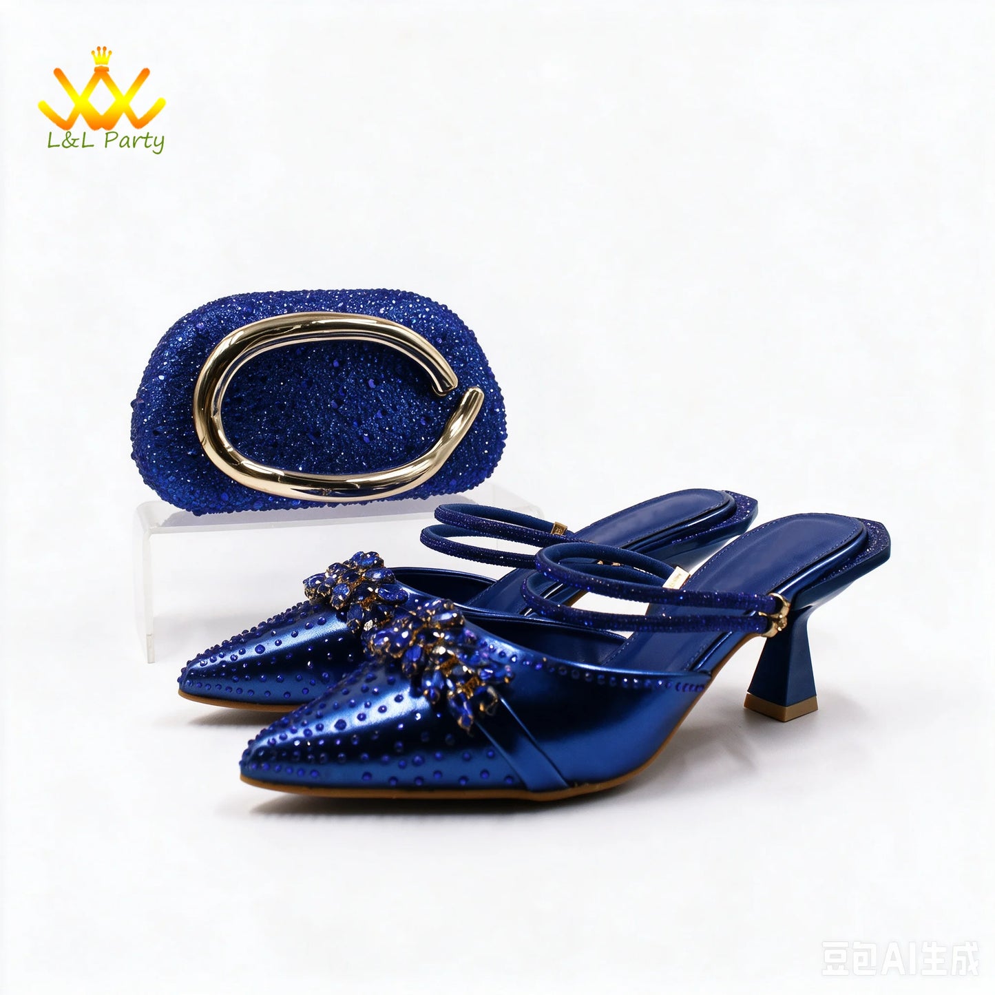 2026 Autumn New Arrivals Royal Blue Color Shoes and Bag  Set Special Design Fashion for Wedding Party