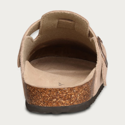Evshine Men's Cow Suede Clogs with Arch Support Leather Mules Comfort Fashion Potato Shoe Women Cork Footbed Genuine Suede Clogs