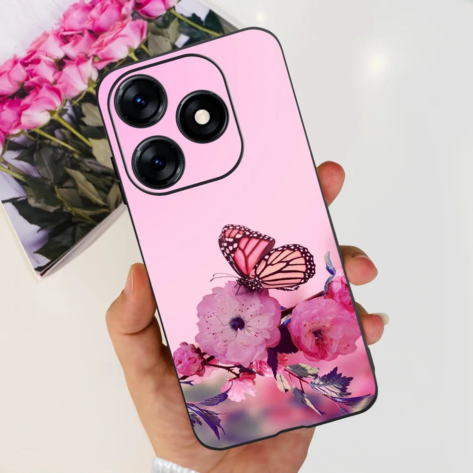 Phone Case For Tecno Spark 10 10C 2023 Fashion Flower Cat Butterfly Soft Silicone TPU Cases For Tecno Spark10 Spark10c KI5q KI5k