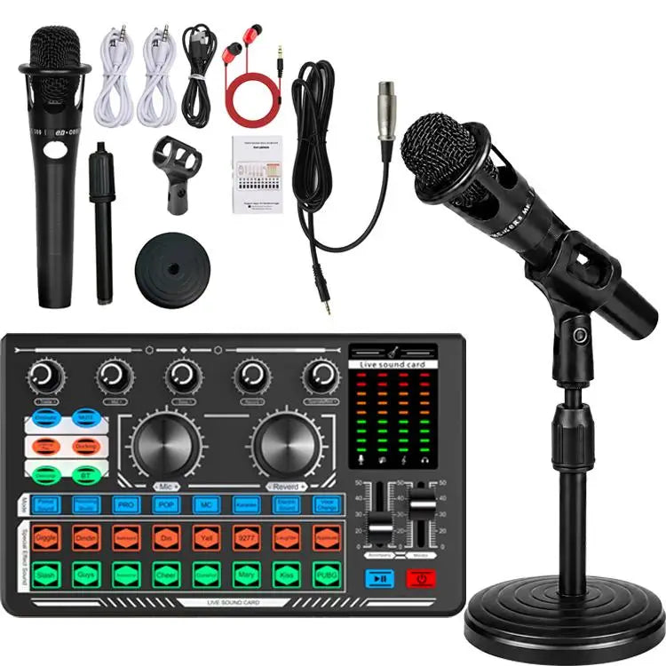 Live Sound Card with Condenser Microphone Kit, Audio Equipment for Live Streaming Podcast Recording Karaoke