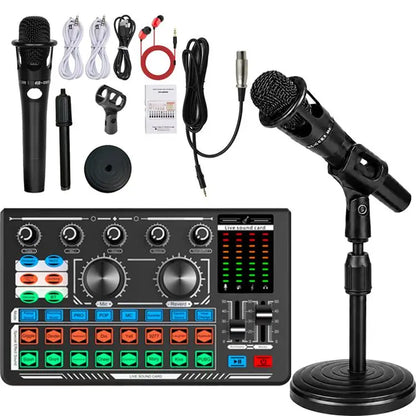 Live Sound Card with Condenser Microphone Kit, Audio Equipment for Live Streaming Podcast Recording Karaoke