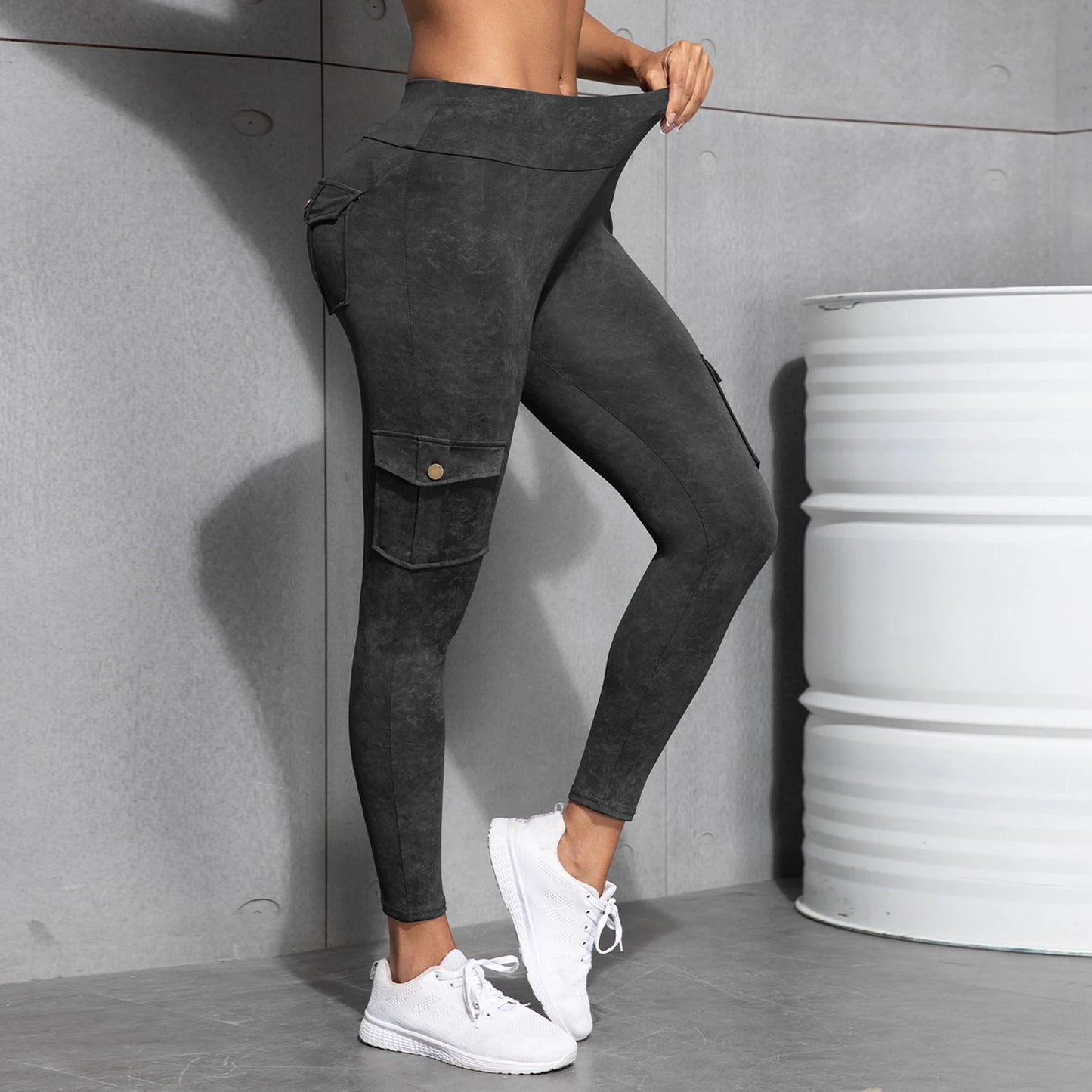 Camouflage Printed Women's Leggings With Pocket Sports Cargo Pants High Waist Slim Fit Tight Pants