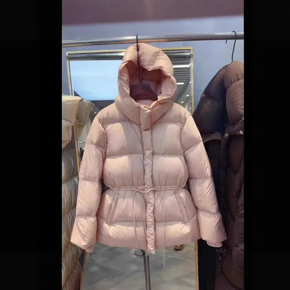 Winter Women Parkas Down Cotton Padded Coat Pink Warm Sashe Hooded Outwear Female Thick Snow Wear Coats Puffer Quilted Jacket