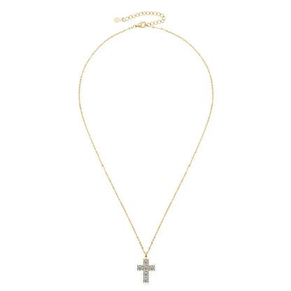 Lnngy 925 Sterling Silver Vintage Cross Pendant Necklace Certified 3.5mm Moissanite Necklace For Women Classic Fine Jewellry
