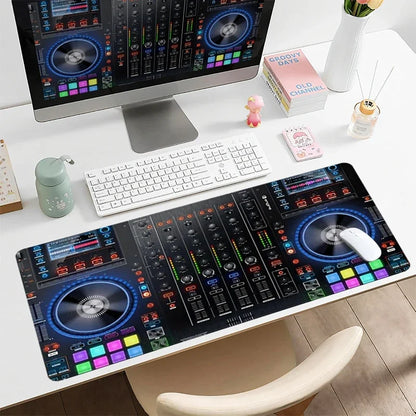 DJ Controller Mouse Pad Large Desk Accessories Desk Pad Rubber Base with Stitched Edge Mousepad Non-Slip Mousepad for Office