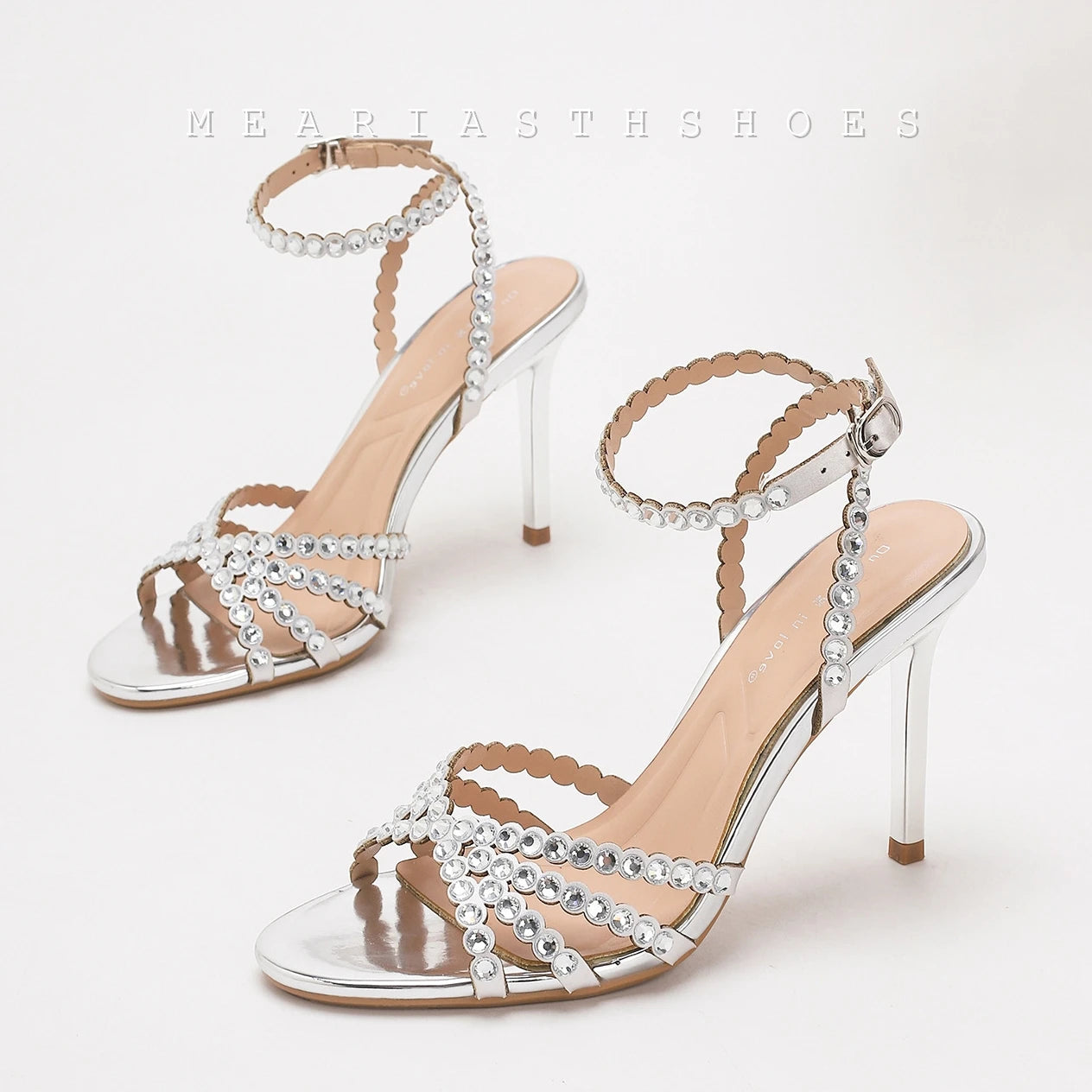 Luxury Crystal Cross Tied High Heel Sandals Women Sexy Open-toe Ankle Strap Buckle Stiletto Sandals Elegant Banquet Dress Shoes