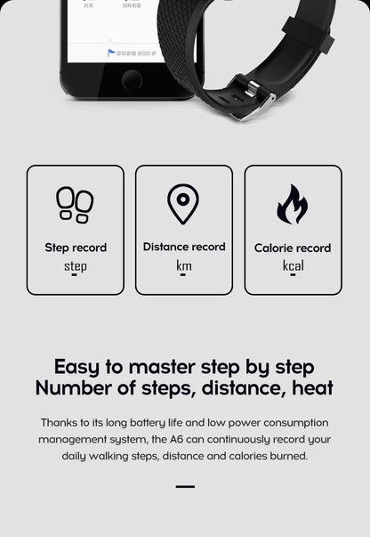 116plus Smart Watch Men Women Fitness Tracker Bracelet Sports Sleep Heart Rate Blood Pressure Monitor smartwatch For Ios Android