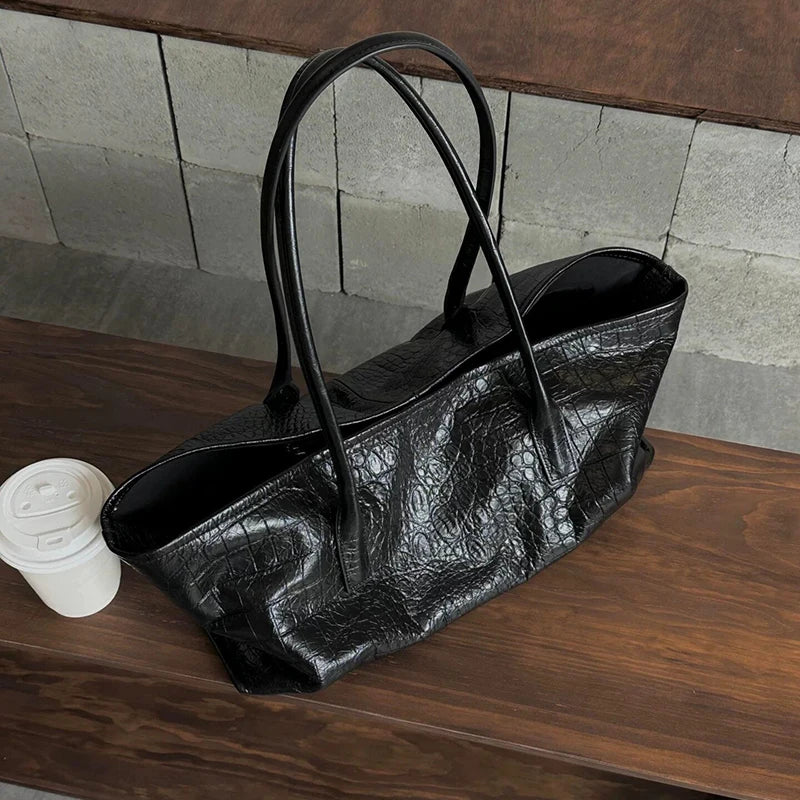 Luxury Vintage Crocodile-embossed Tote,women's Large-capacity Shoulder Handheld Bag,stylish Minimalist Casual Commuter Tote Bags