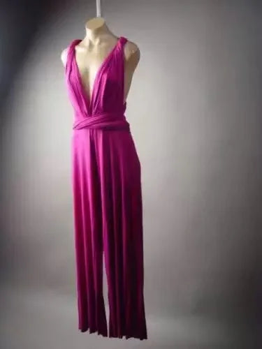 Elegant Palazzo Jumpsuit for Bridesmaids Multiway Convertible Jumpsuit Formal Multi Wrap Wedding Dress Cocktail Floor Jumpsuits