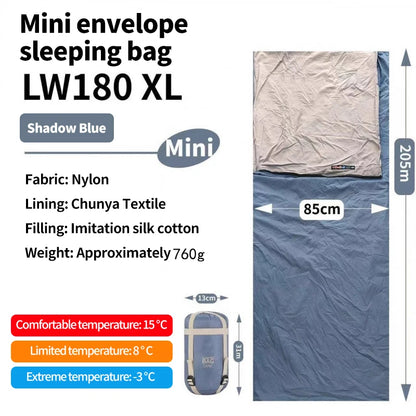 Outdoor Camping Ultralight Compact Adult Sleeping Bag Travel Washable Down Cotton Insulation Dirt-Resistant Portable Waterproof