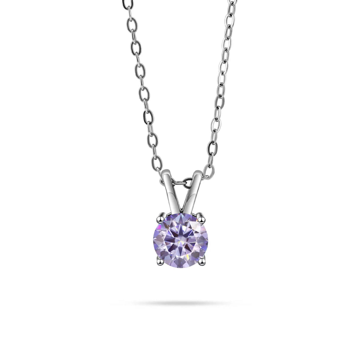 1CT 925 Silver Double Bail Four Prong Round Solitaire Pendant Necklace Round Cut D VVS1 Multi Color Moissanite Gift Fine Jewelry