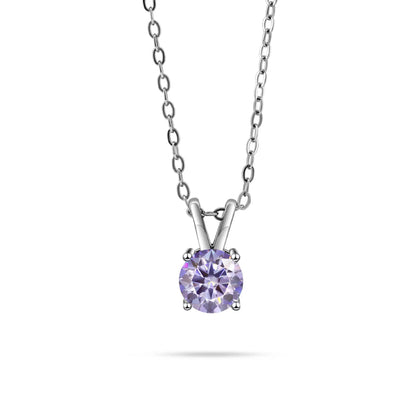 1CT 925 Silver Double Bail Four Prong Round Solitaire Pendant Necklace Round Cut D VVS1 Multi Color Moissanite Gift Fine Jewelry