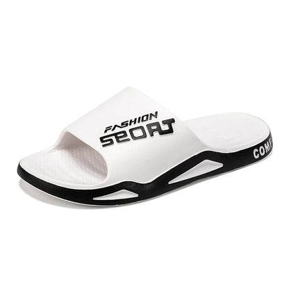 Men's Letter Print Slide Sandals Color Block Thick Sole Sport Slippers 2026
