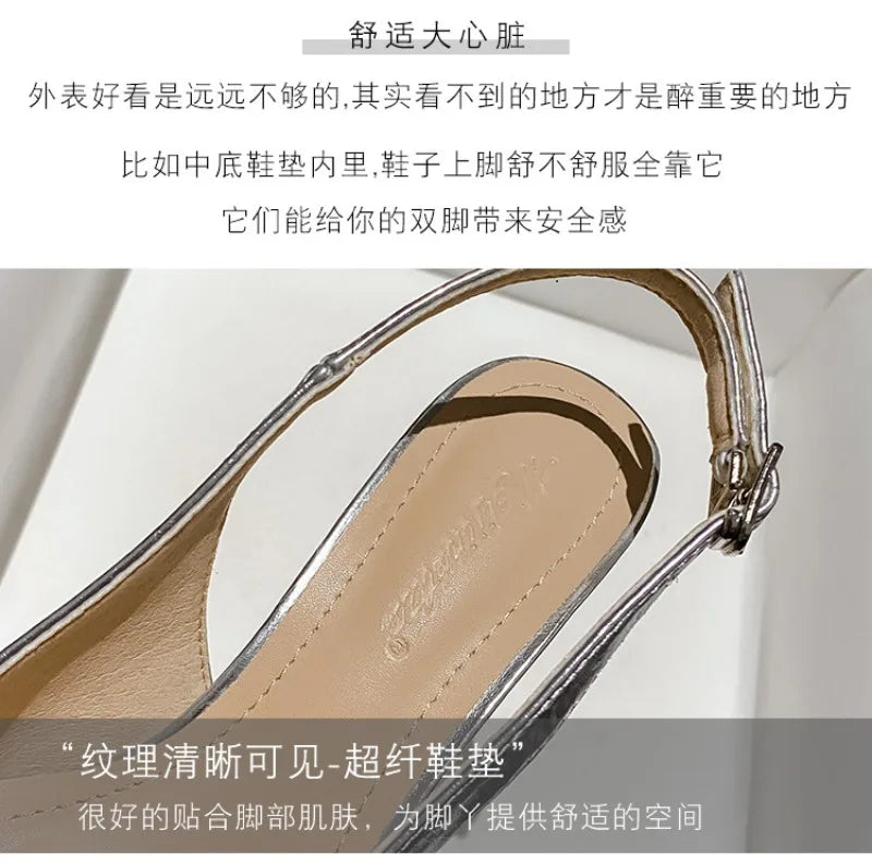 Luxury Designer Women's Shoes Exquisite Pointed Tip High Heeled Sandals for Woman Elegant French Casual Shoes Sandalias De Mujer