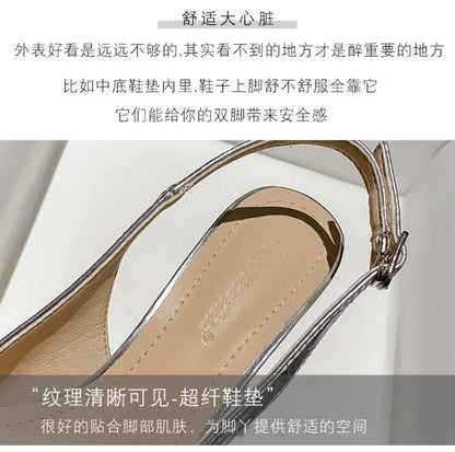 Luxury Designer Women's Shoes Exquisite Pointed Tip High Heeled Sandals for Woman Elegant French Casual Shoes Sandalias De Mujer