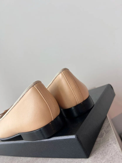 Luxury Brand Women's Low-heel Shoes Casual Bow-Detail Outdoor Hiking Shoes Materials Sheepskin Minimalist Versatile Dance Shoes