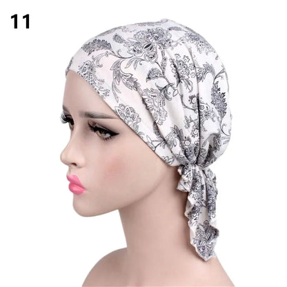 2020 NEW Fashion Women Flower Muslim Ruffle Cancer Chemo Hat Beanie Scarf Turban Head Wrap Cap Printed Headwear Lady Hats