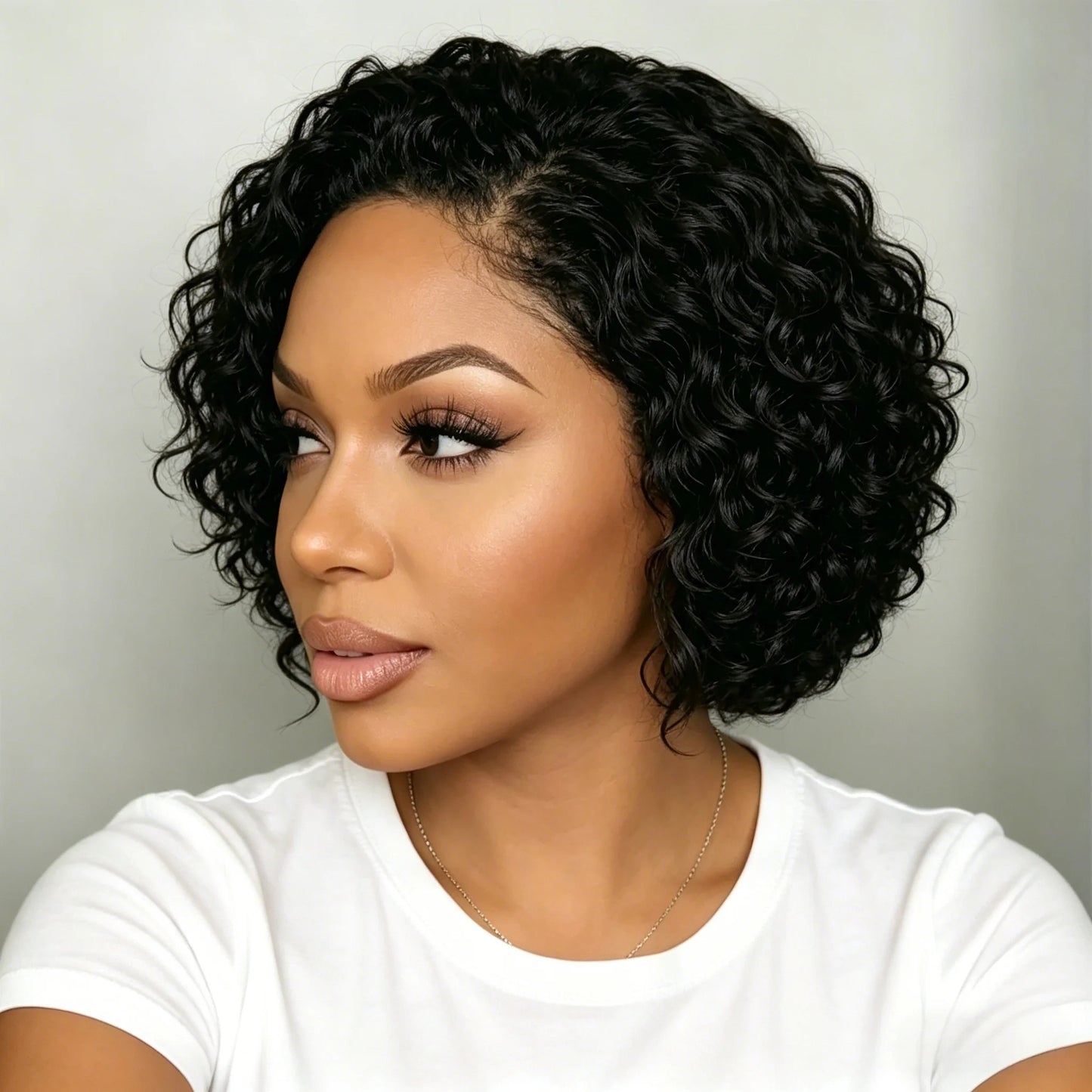 13x4 Lace Front Wig Pixie Cut Curly Brazilian Human Hair Wig 8 Inches Short Bob Wig For Women 180% Density