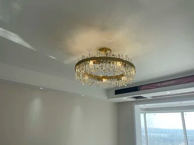 LED Postmodern Golden Chrome Silver Round Oval Crystal Chandelier Lighting Suspension Luminaire Lampen For Dinning Room