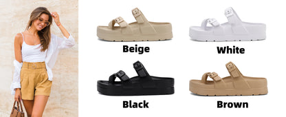 Shevalues Casual Women's Sandals With Arch Support Anti-slip Fashion New Slides Soft Sole Beach Slippers With Adjustable Buckle
