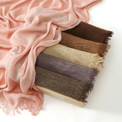 Women Crinkle Modal Rayon Hijab Muslim Scarf Shawls Solid Color Headband Femme Breathable Headwrap Turban Ramanda 180*70cm